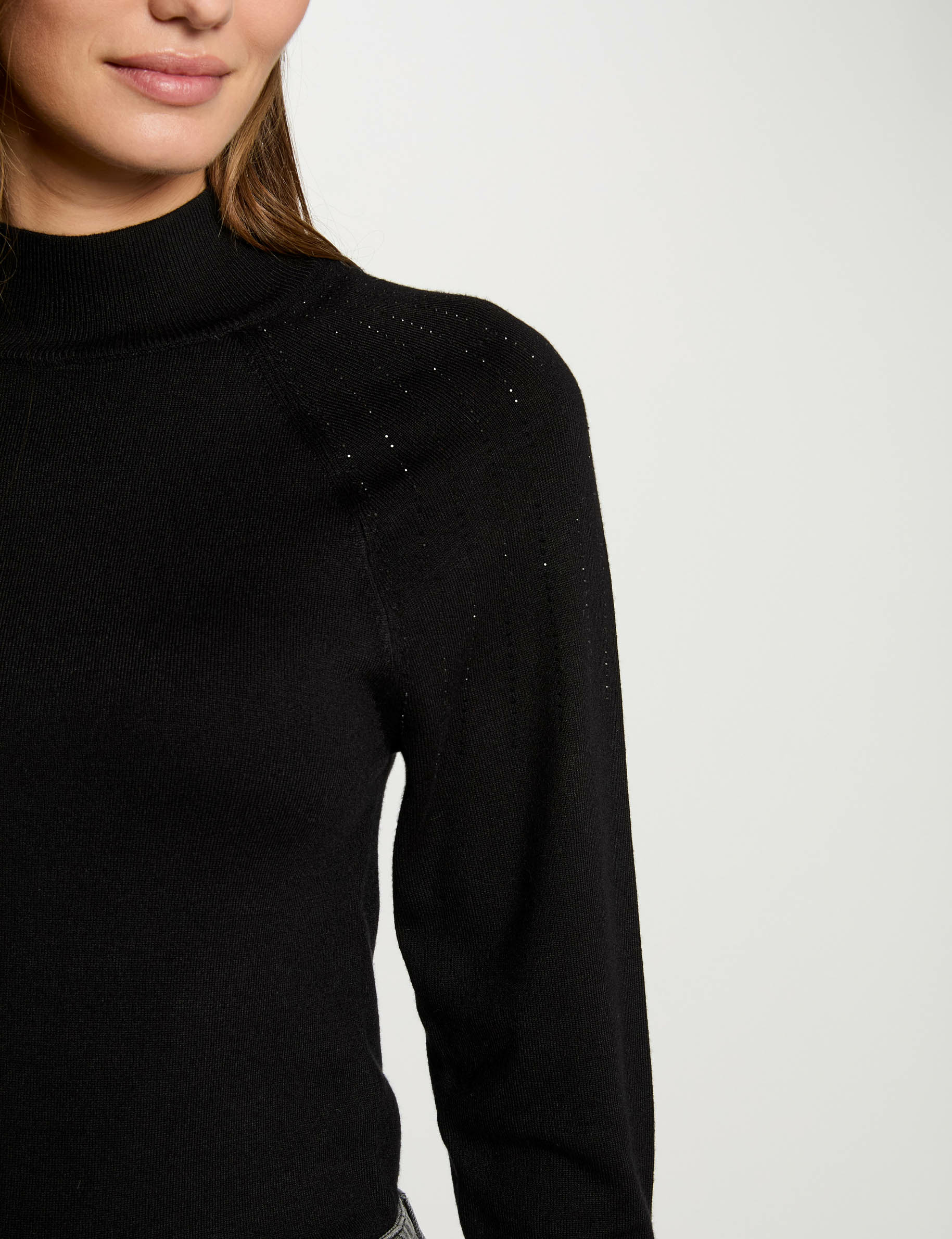 Pull col montant noir femme