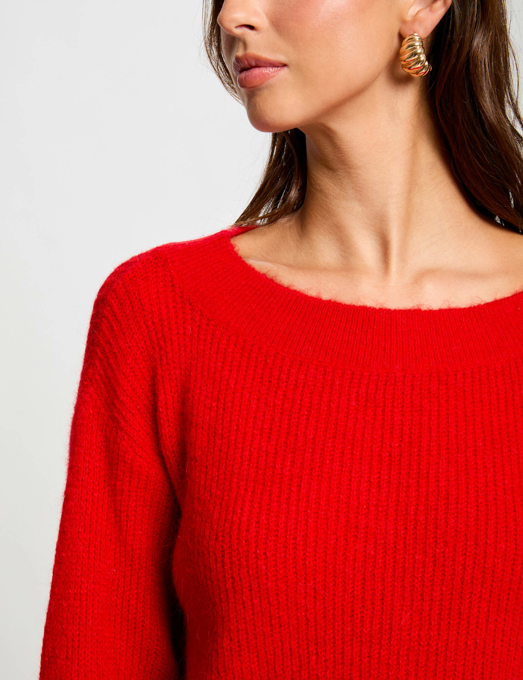 Rundhalsausschnitt Pullover rot damen