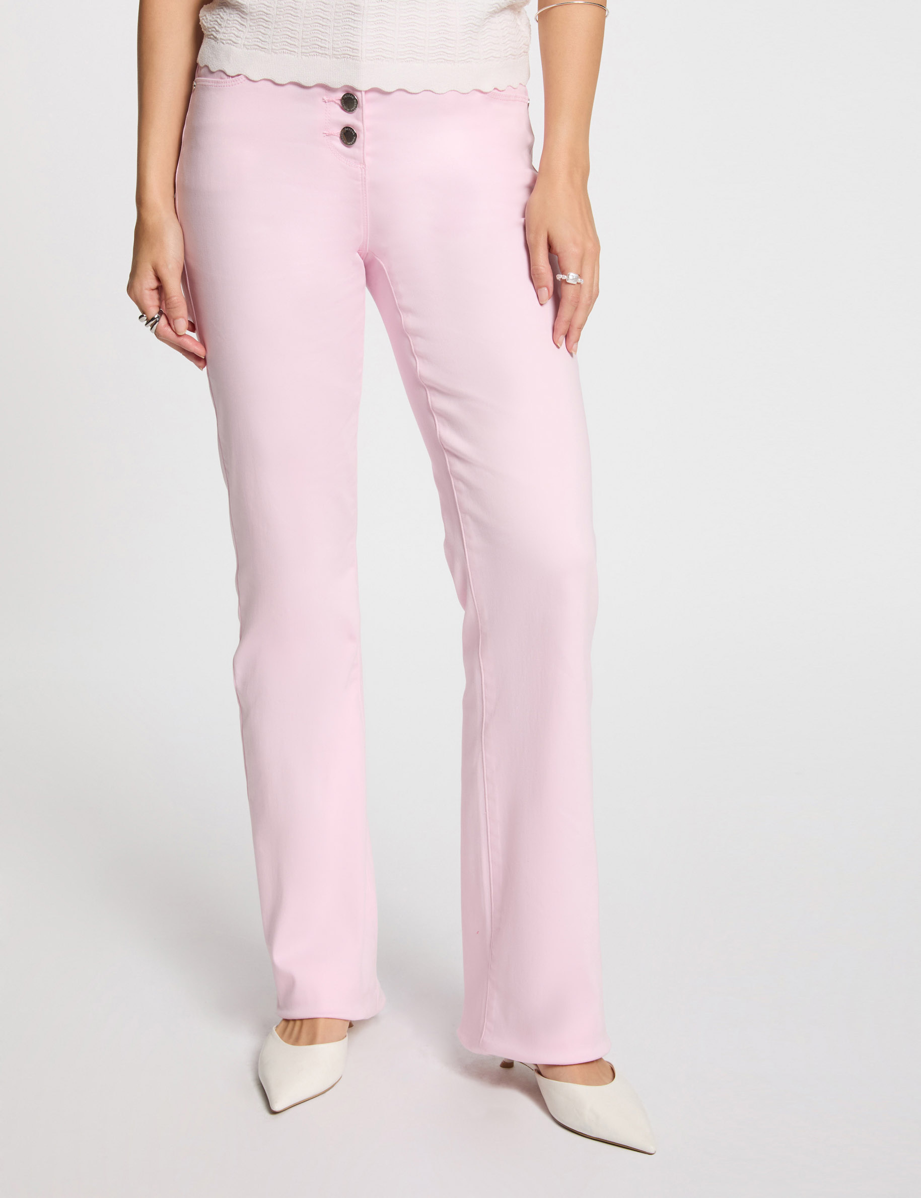 Bootcut-Hose mit Knopfverschluss pastellrosa damen