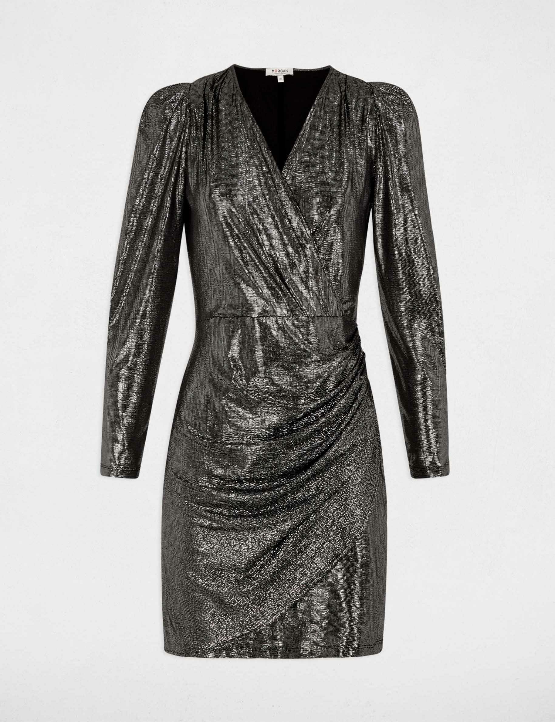 Robe courte ajustée métallisée metal femme