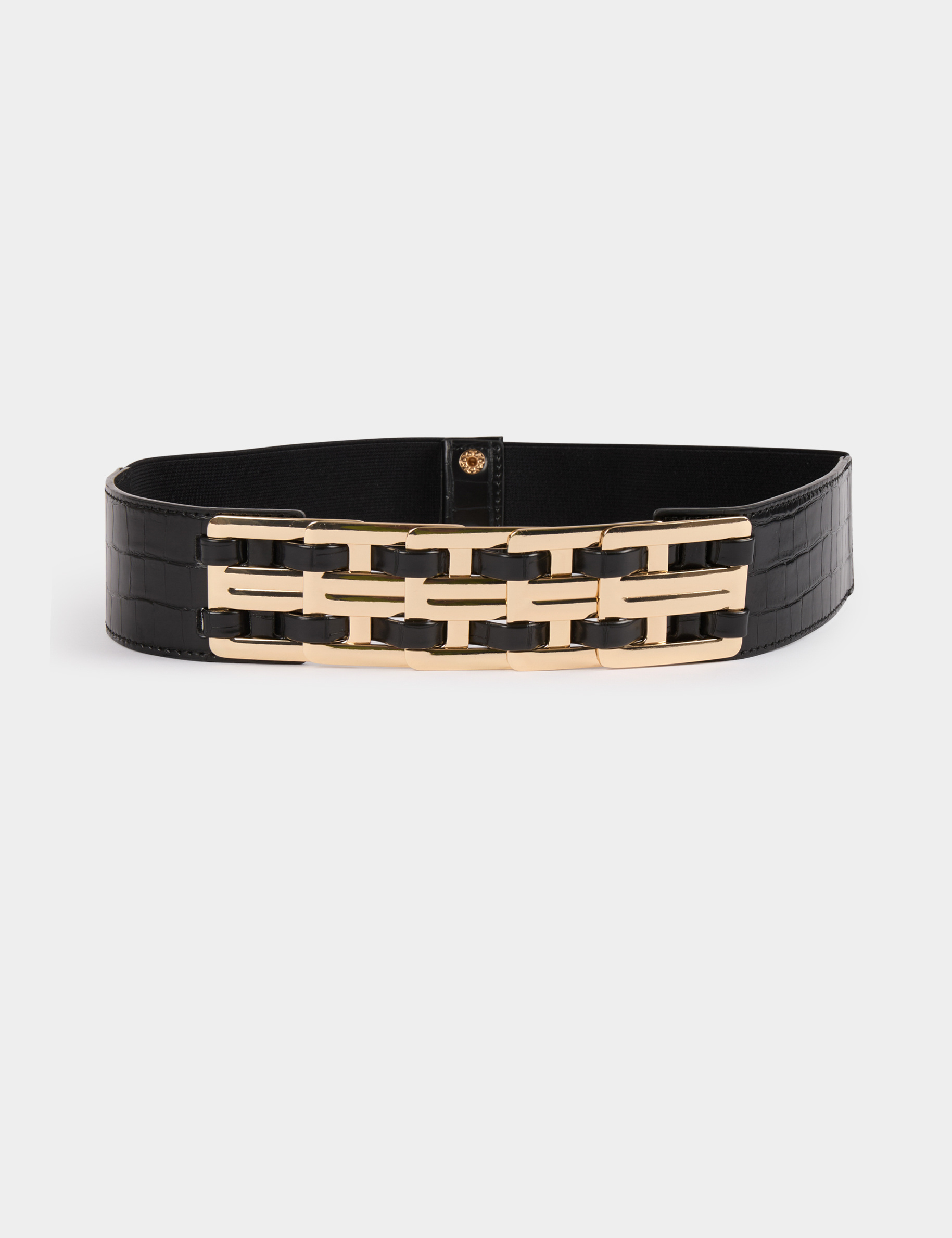 Ceinture élastiquée à boucles noir femme