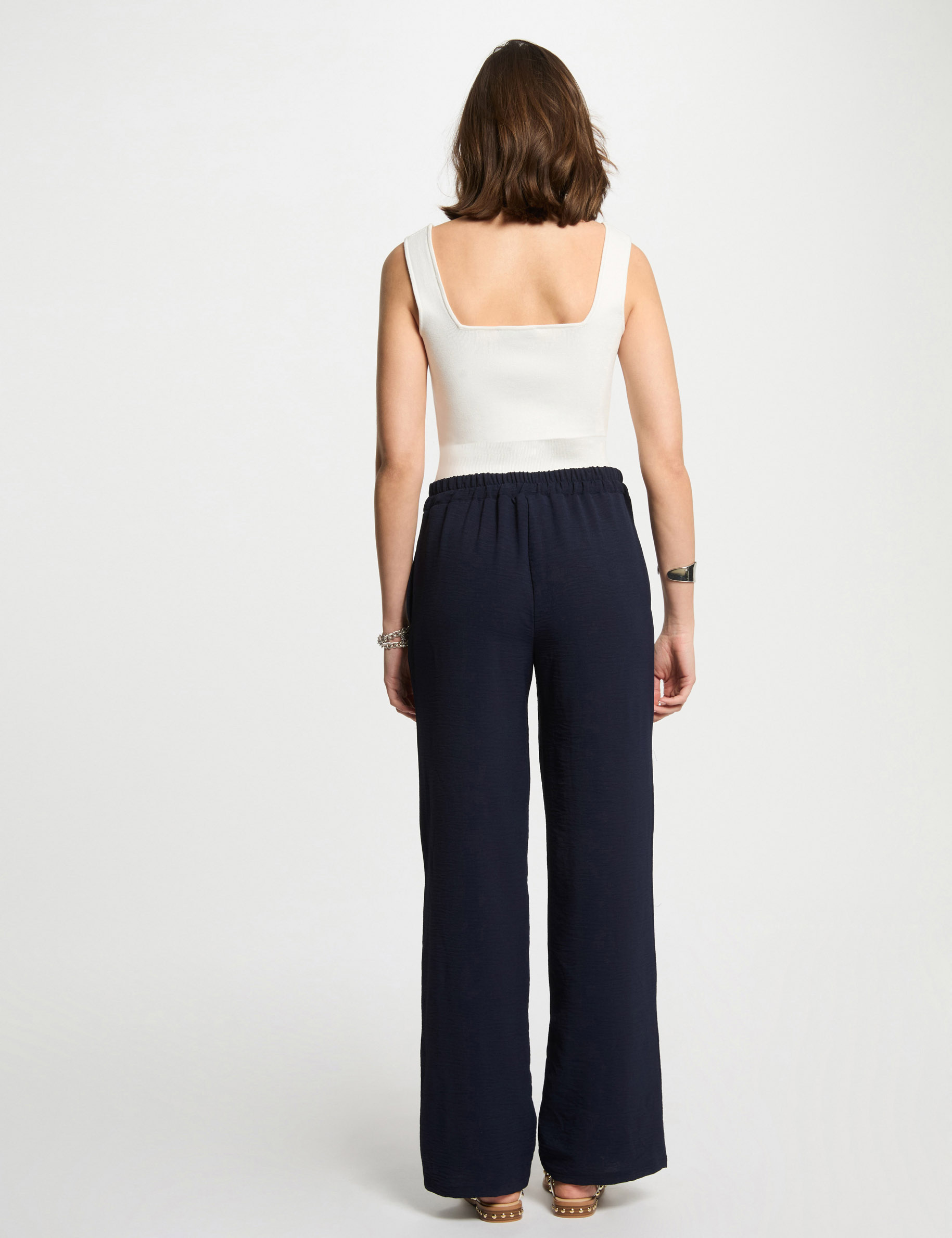 flieende weite hose marineblau damen Fließende weite Hose marineblau damen