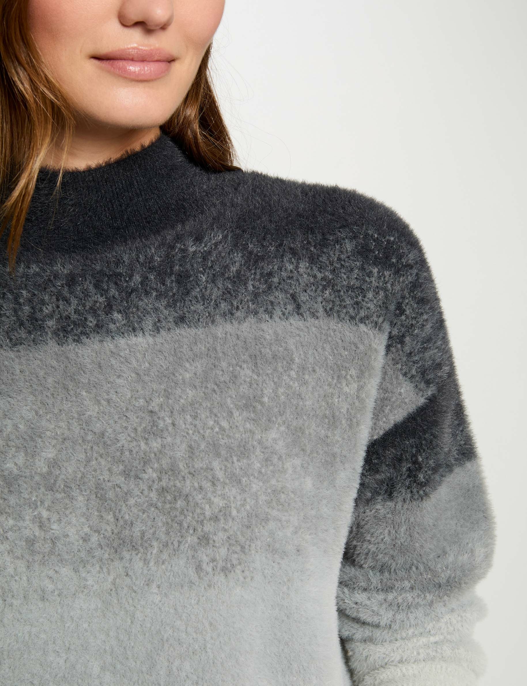 Pull col montant gris moyen femme