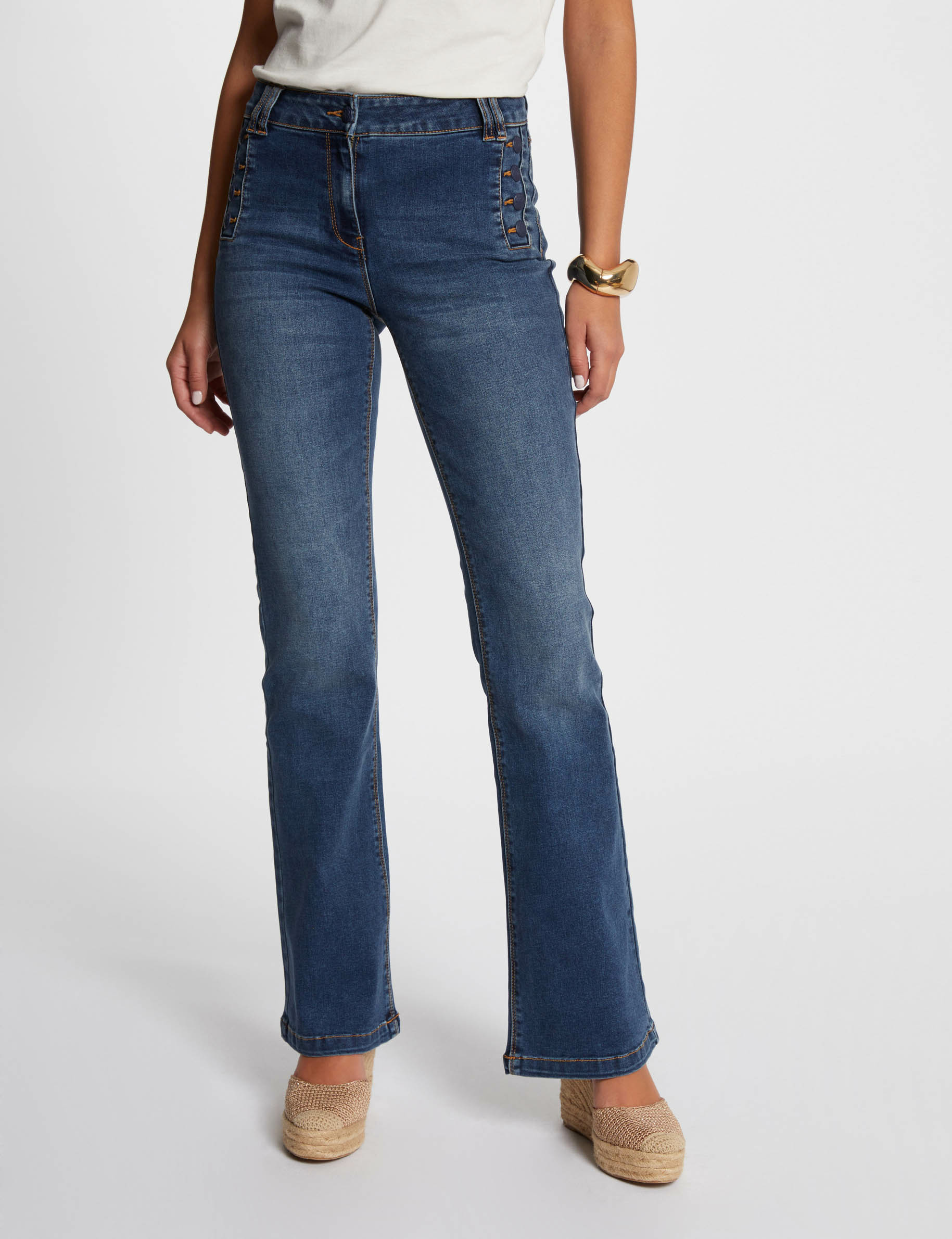 Flare Jeans mit Steg stone denim damen