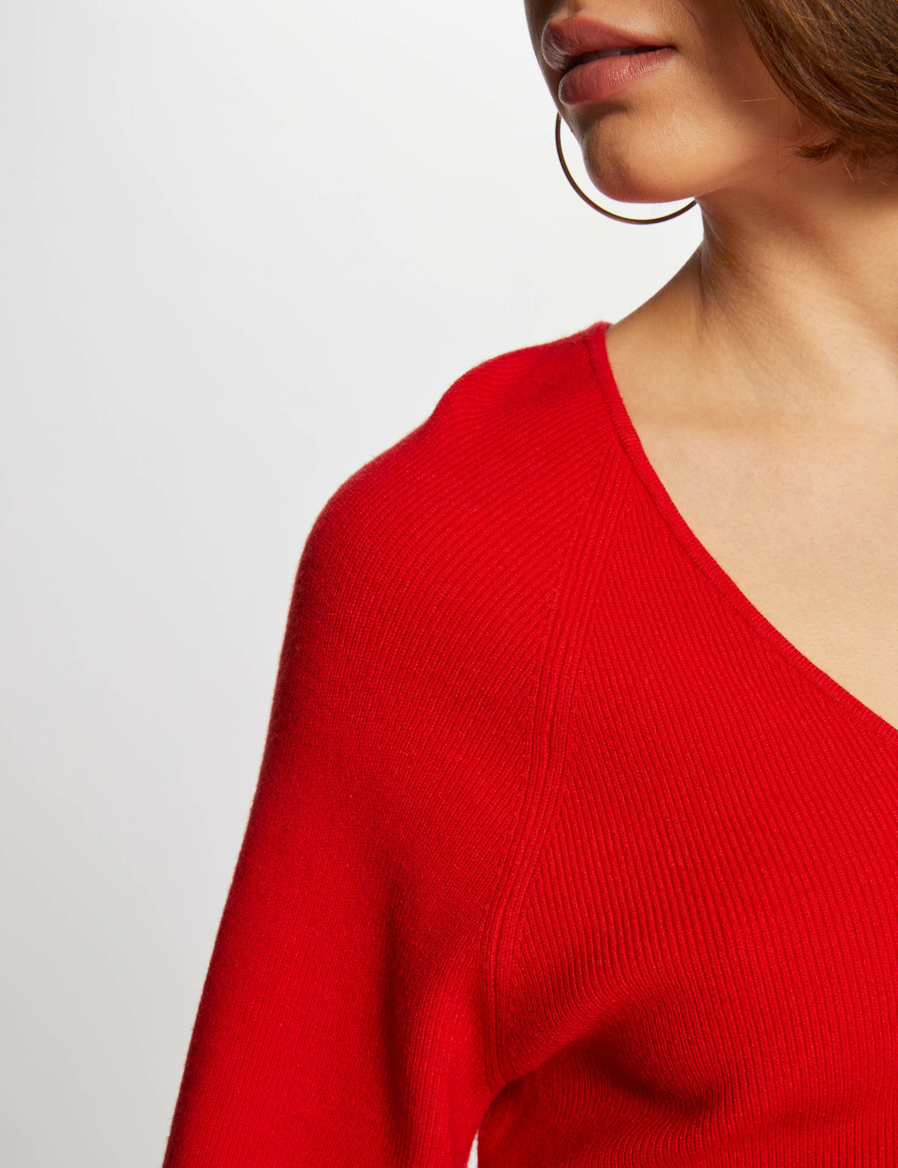 Langarm-Pullover mit V-Kragen rot damen