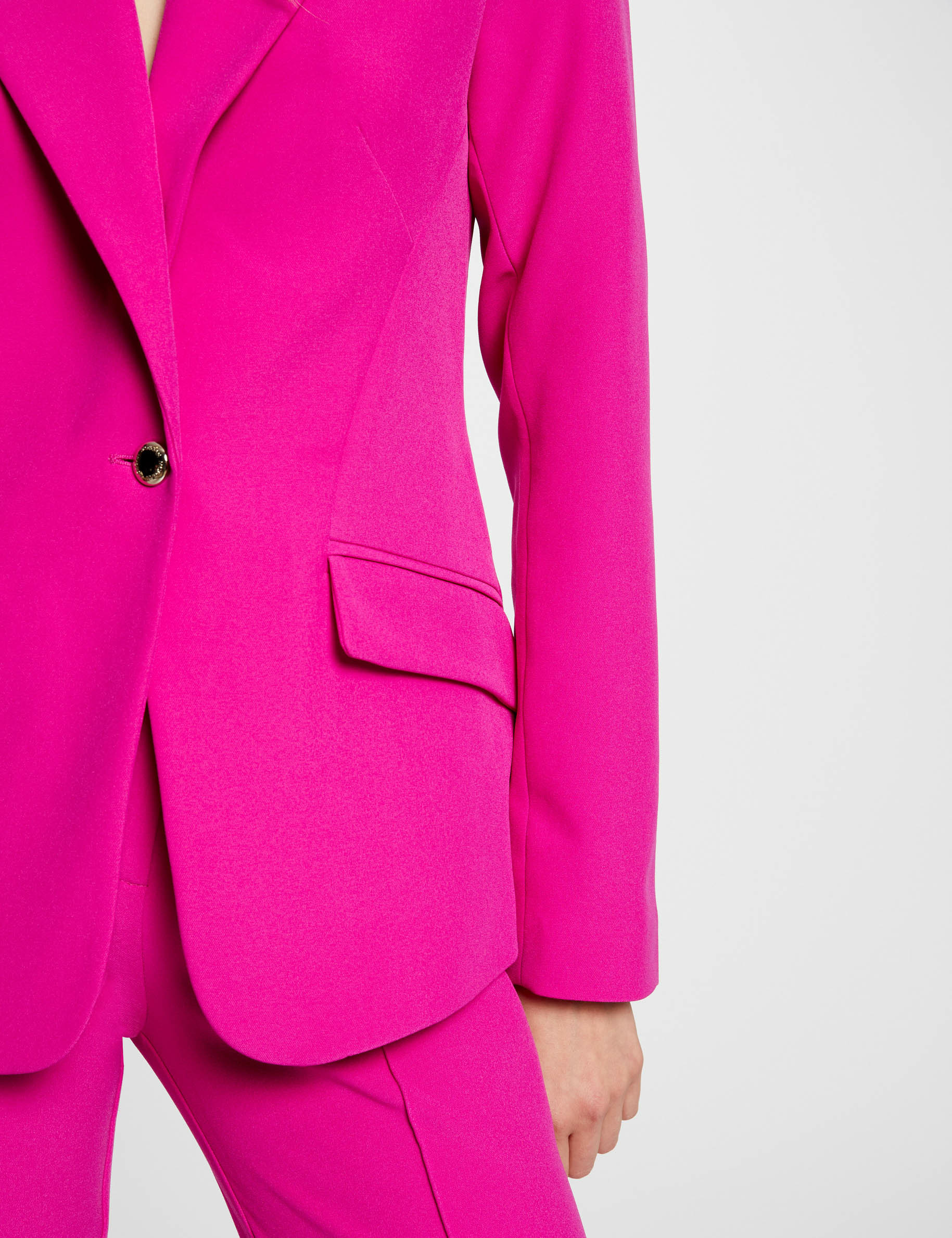 Blazer droit manches longues rose fonce femme