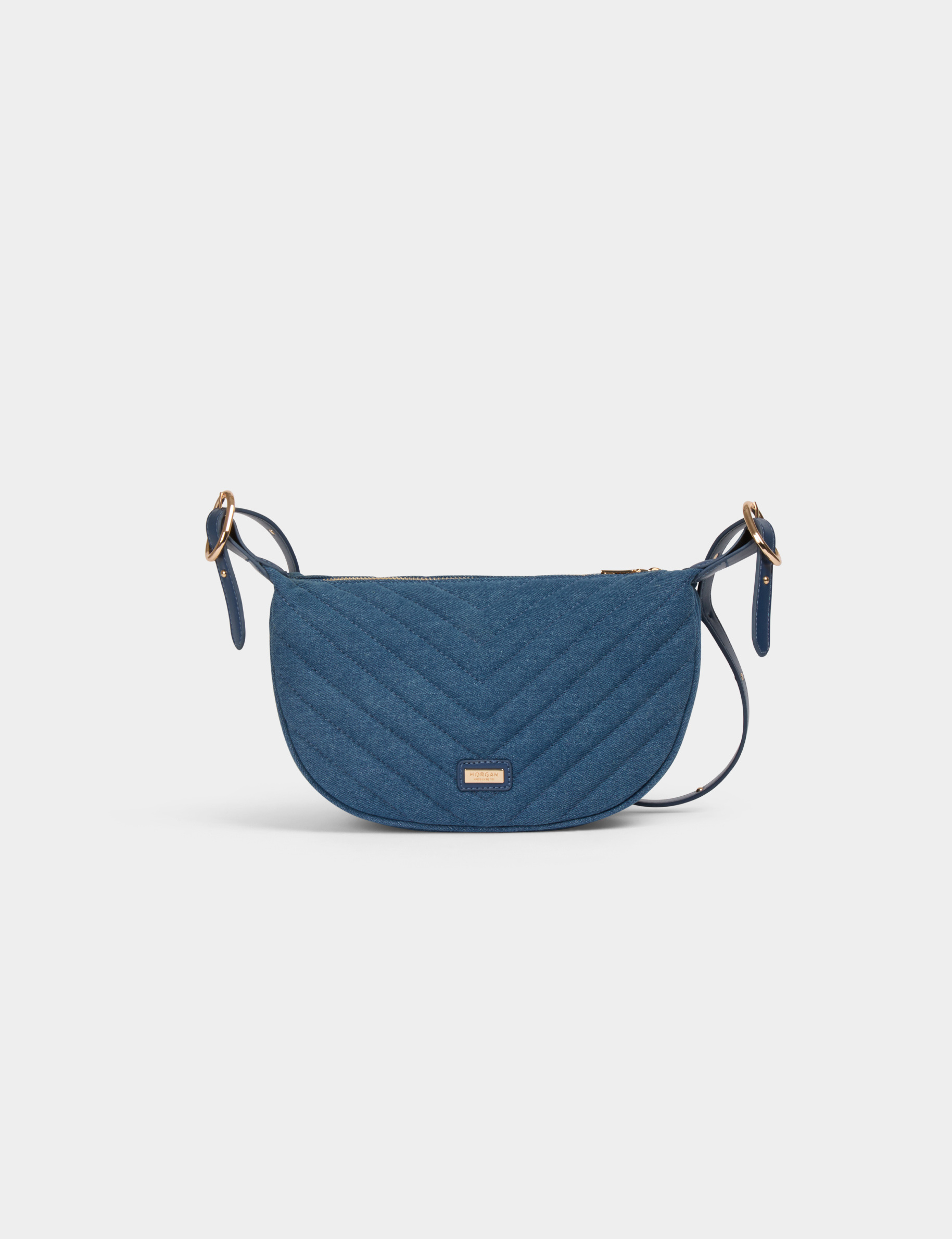 Halbmondförmige gesteppte Tasche stone denim damen