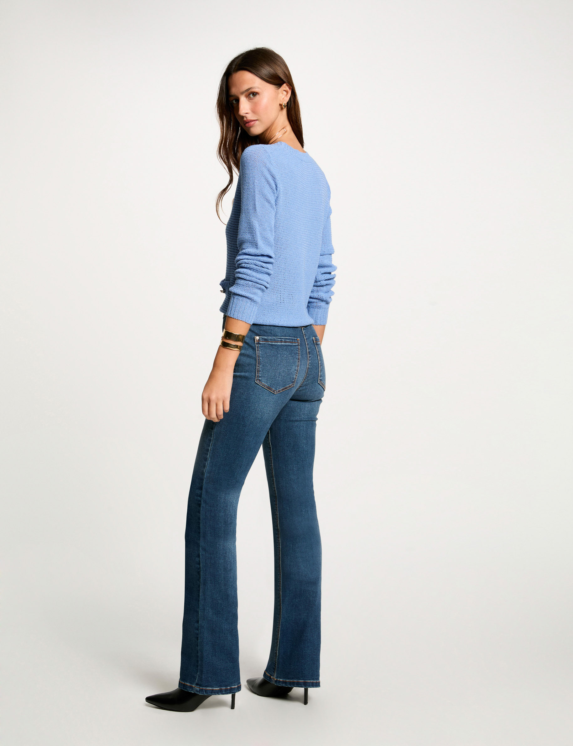 Bootcut-Jeans mit Fransen stone denim damen