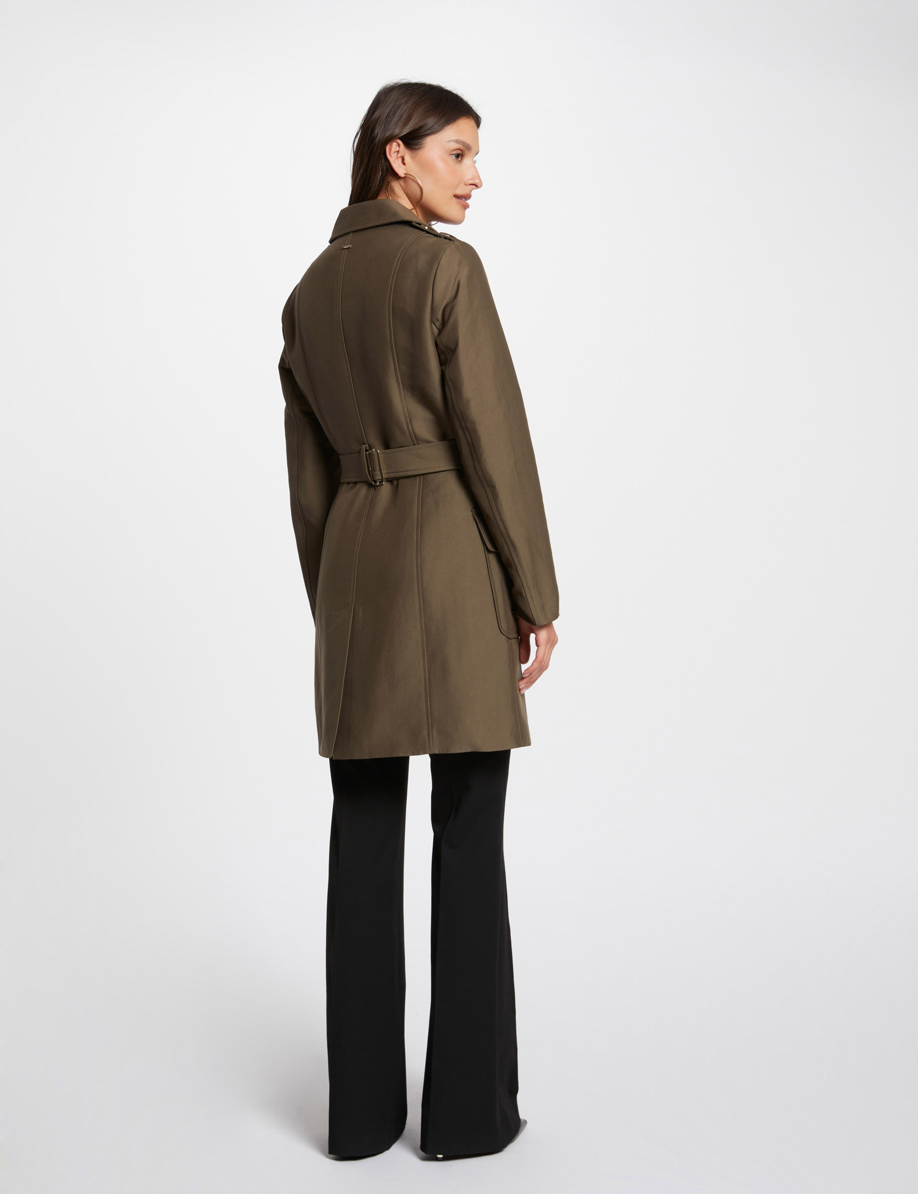 Langer Trenchcoat mit Gürtel khakigrün damen