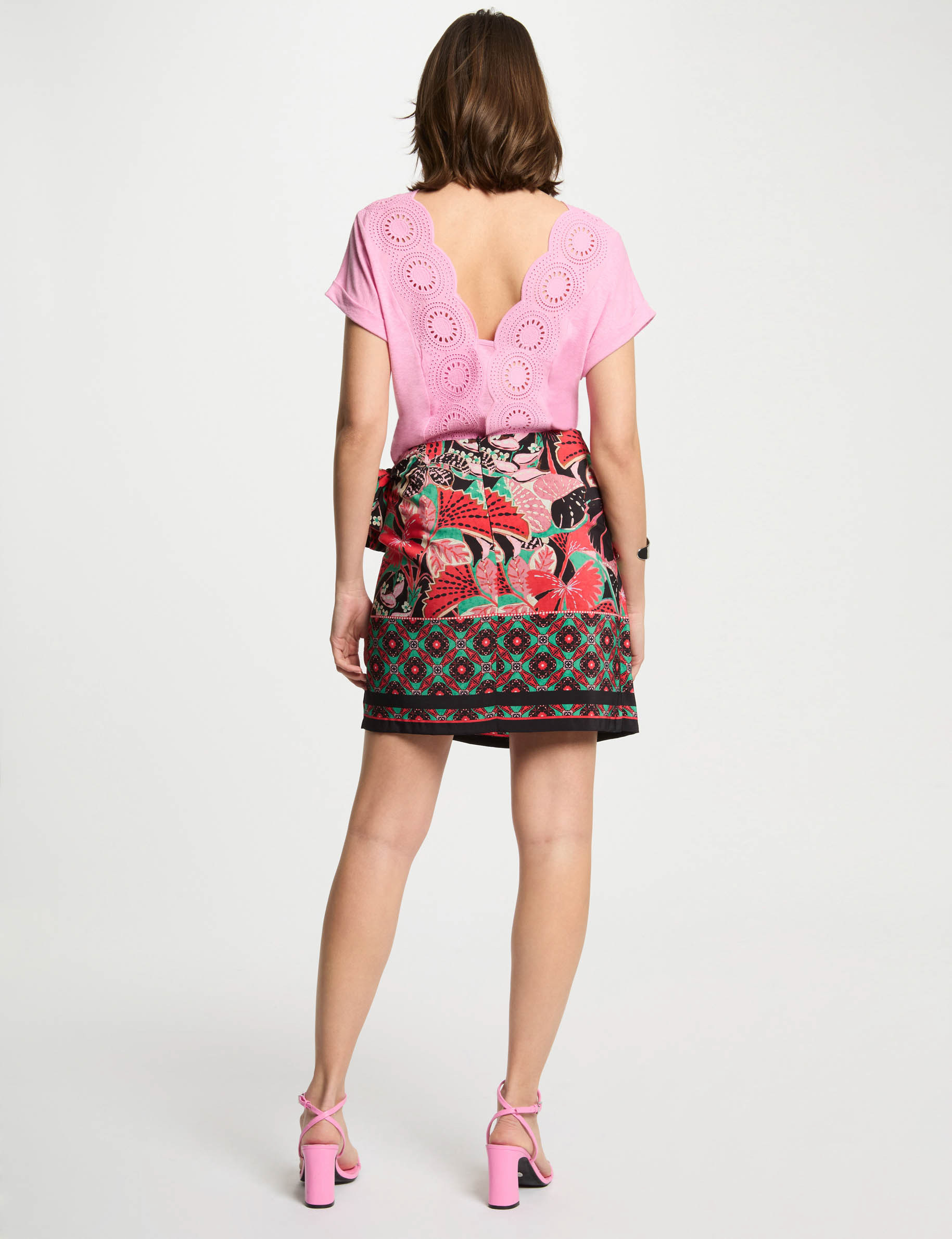 jupe nouee imprimee multicolore femme Jupe nouée imprimée multicolore femme