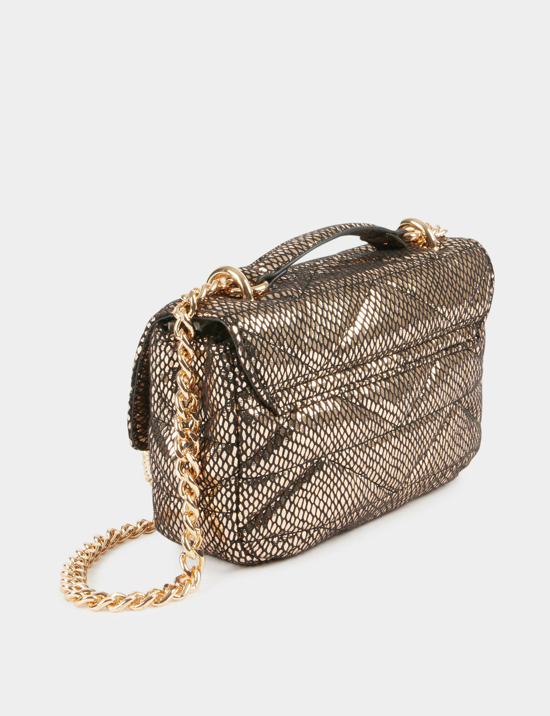 Sac pochette matelassé irisé dore femme