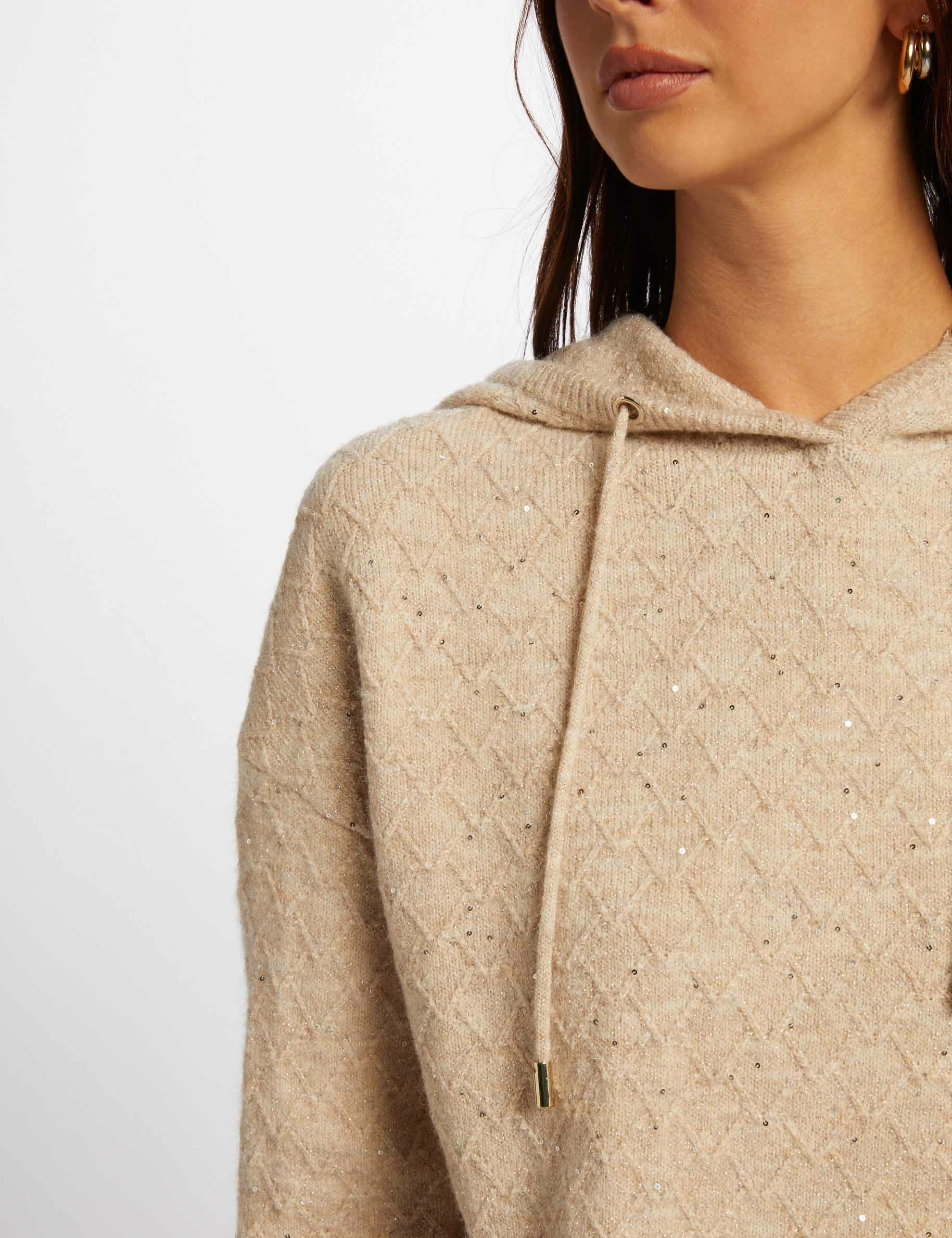 Pullover mit Kapuzenkragen beige damen