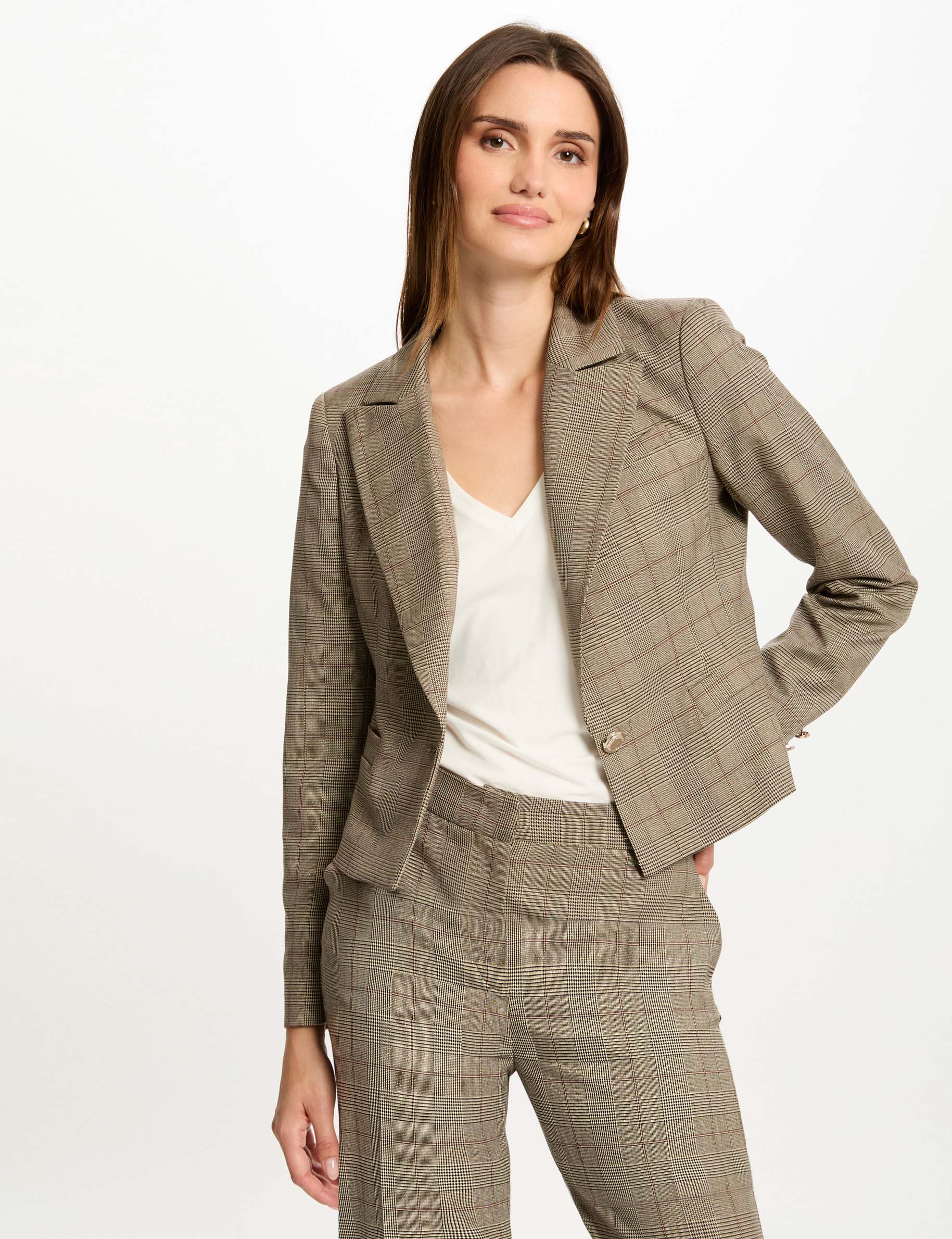 Taillierter Blazer mit Karomuster multicolor damen