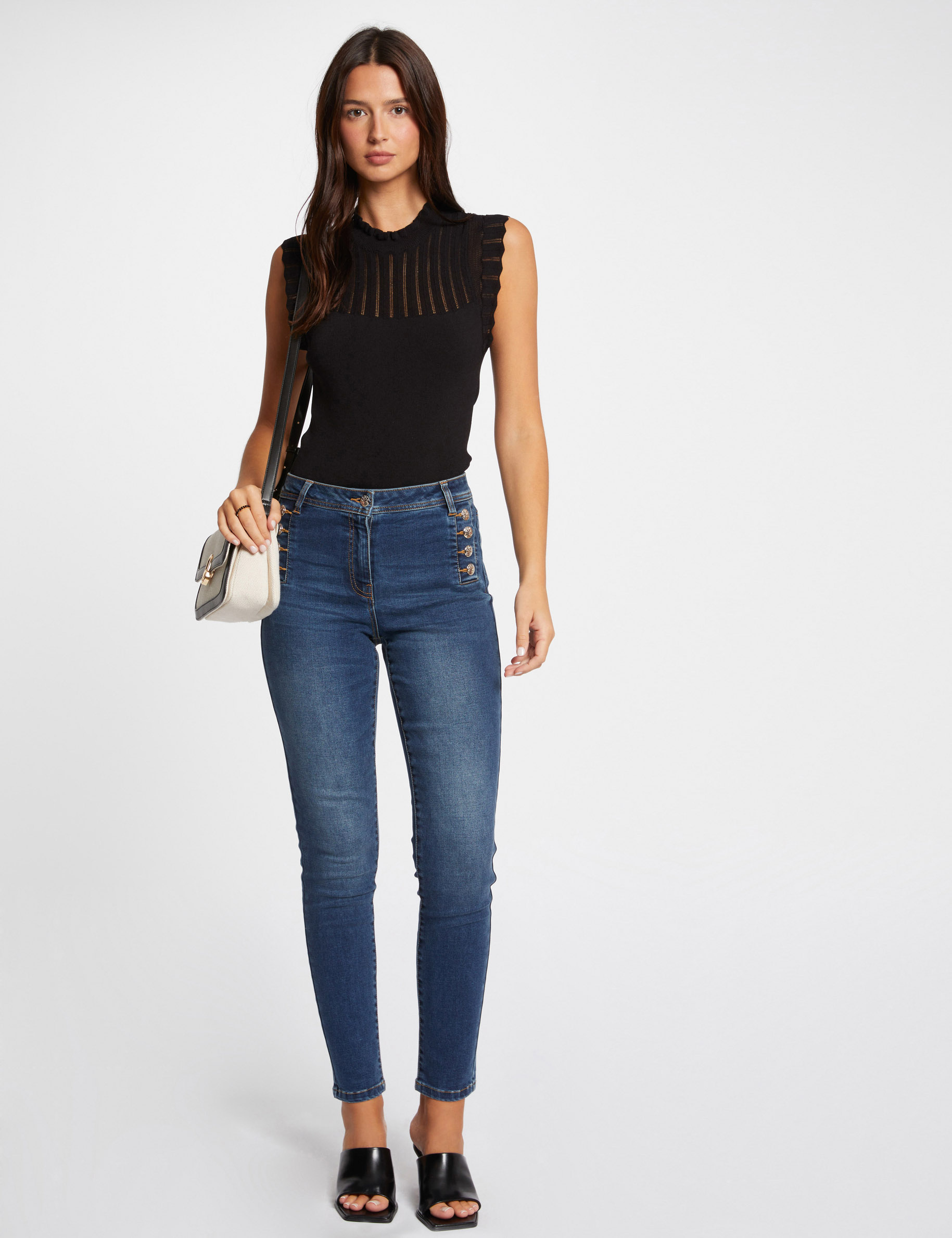 Slim-Jeans mit Knöpfen stone denim damen