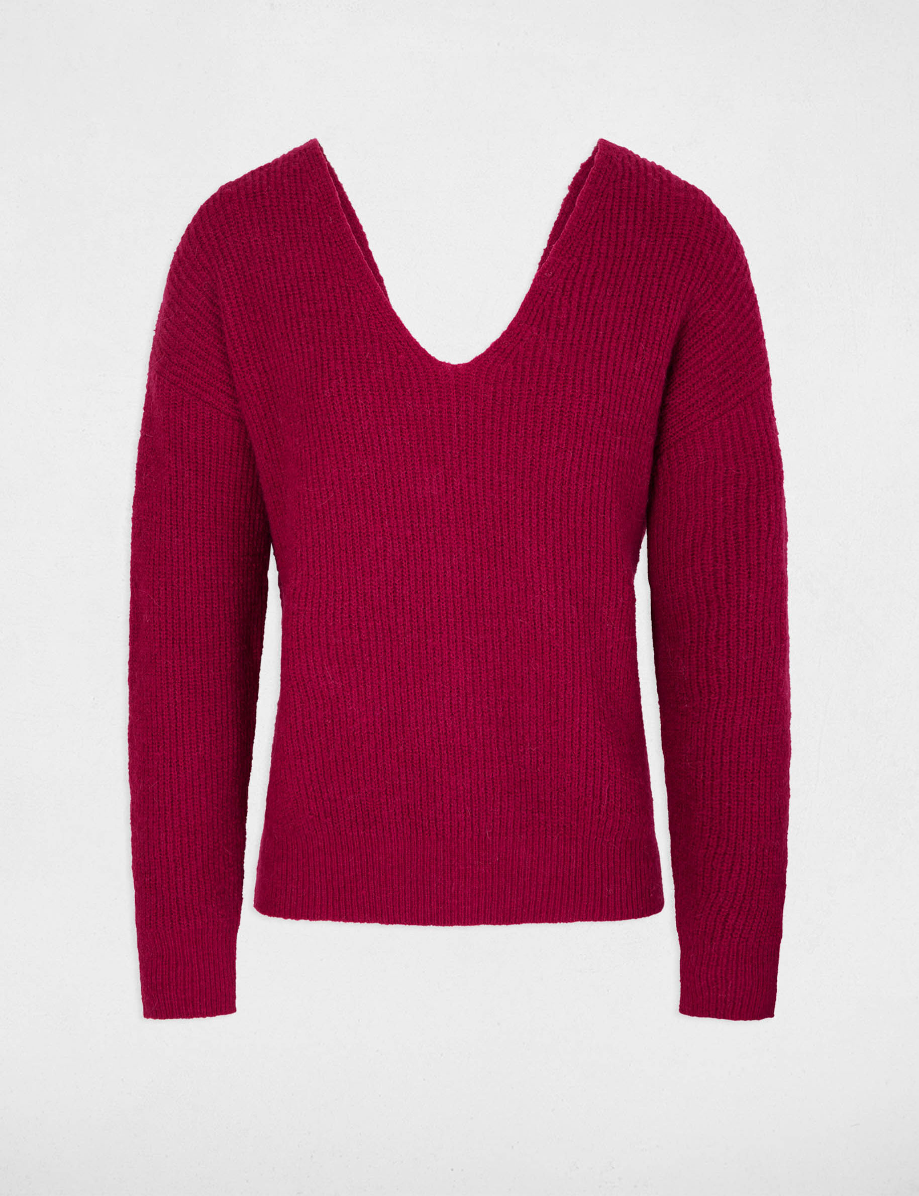 Pullover mit geknöpftem Rücken dunkelpink damen