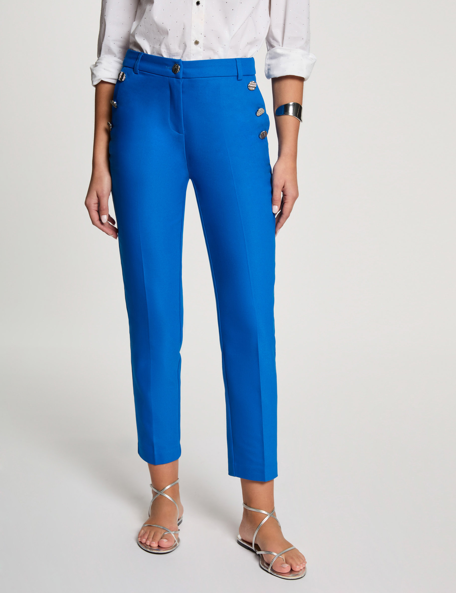 Pantalon cigarette 7/8ème bleu electrique femme